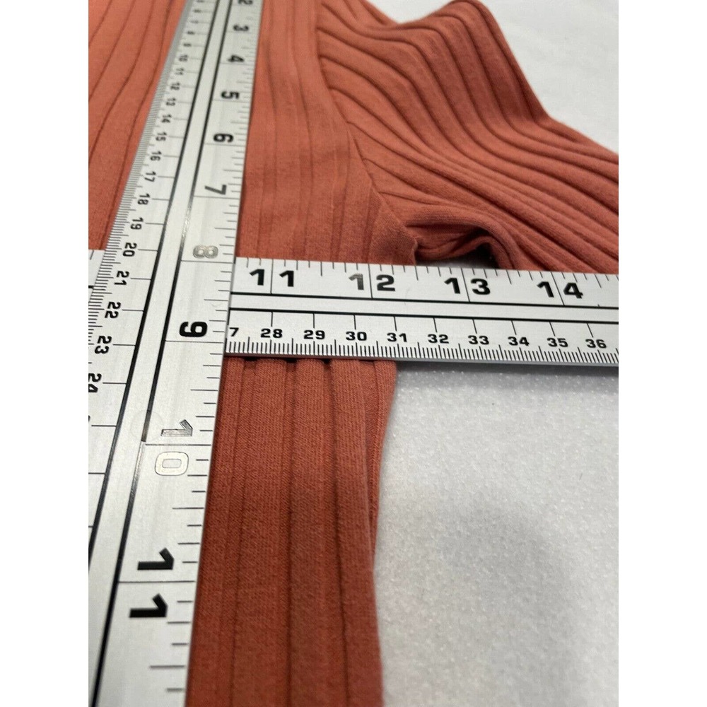Forever 21 Ribbed Mock Neck 3/4 Sleeve Bodycon Dress Size M Rust Orange New - Picture 6 of 8